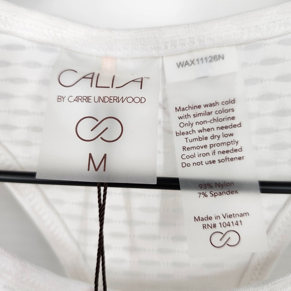 Calia NWT Pure White Overlap Hem Racerback Tank Womens Medium Activewear Workout - Picture 3 of 7